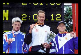 LEN European LC Championships 1997200 IM, MenXavier Marchand, FRA, 2ndMarcel Wouda, NED, 1stJani Sievinen, FIN, 3rd
