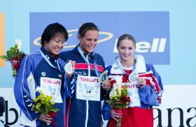 2005 FINA World LC Championships400 Free Medallists, WomenAi Shibata, 2nd, JPNLaure Manaudou, 1st, FRACaitlin McClatchey, 3rd, GBR