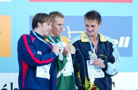 2005 FINA World LC Championships50 Fly Medallists, MenIan Crocker, 2nd, USARoland Schoeman, 1st, RSASergiy Breus, 3rd, UKR