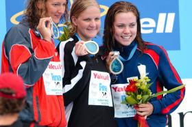 2005 FINA World LC Championships100 Back Medallists, WomenAntje Buschschulte, GERKirsty Coventry, ZIMNatalie Coughlin, USA