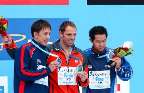 2005 FINA World LC Championships50 Breast, MenMark Gangloff, 2nd, USAMark Warnecke, 1st, GERKosuke Kitajima, 3rd, JPN