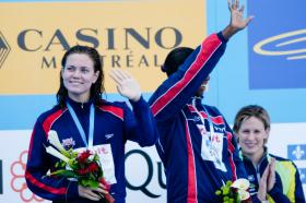 2005 FINA World LC Championships100 Free Medallists, WomenNatalie Coughlin, 2nd, USAMalia Metella, 2nd, FRA
