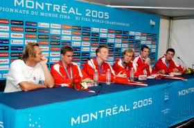 2005 FINA World LC ChampionshipsPress ConferenceYan Bidrman, Coach, CANAndrew Hurd, CANColin Russell, CANBrent Hayden, CANRick Say, CANMike Brown, CAN