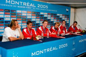 2005 FINA World LC ChampionshipsPress ConferenceYan Bidrman, Coach, CANAndrew Hurd, CANColin Russell, CANBrent Hayden, CANRick Say, CANMike Brown, CAN