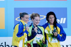 2005 FINA World LC Championships50 Free Medallists, WomenAnna-Karin Kammerling, 2nd, SWEDanni Miatke, 1st, AUSTherese Alshammar, 3rd, SWE