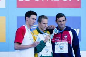 2005 FINA World LC Championships50 Free Medallists, MenDuje Draganja, 2nd, CRORoland Schoeman, 1st, RSABartosz Kizierowski, 3rd, POL